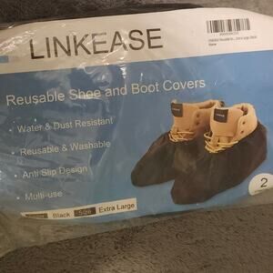 Black Reusable Shoe and Boot Covers, Pack Of 2 Sz. XL Up To Sz. 14 Men's